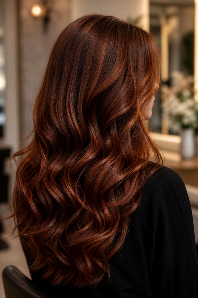 Rich auburn all-over color result.